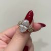 8.95CT Oval Cut VVS Moissanite Pave Engagement Ring Sets