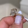 3.55CT Oval Cut VVS Moissanite Pave Twisted Engagement Ring
