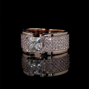 Princess Cut Pave Men's Engagement Ring