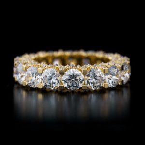 Ice Out Side Inverted Inlaid Round Cut Ring