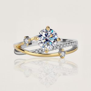 VVS Moissanite S925 Silver Two-tone Meteorite Track Ring