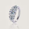 4CT Round Cut VVS Moissanite S925 Silver Three Stone Engagement Ring