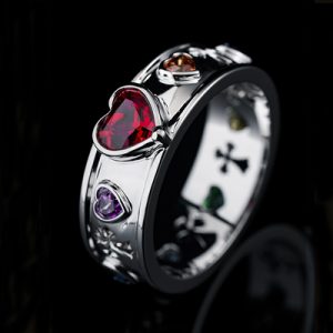 Iced Out Colorful Heart Cut Ring