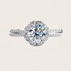 VVS Moissanite S925  Silver Double Row Floral  Engagement Ring
