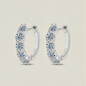 18mm Round Cut VVS Moissanite S925 Silver Hoop Earrings