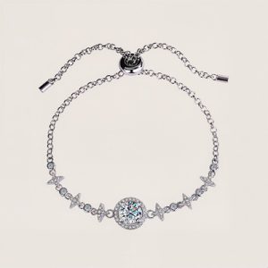 Colorful Round Cut VVS Moissanite S925 Silver Gypsophila Bracelet