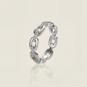VVS Moissanite S925 Silver Round Cut Link Wedding Band