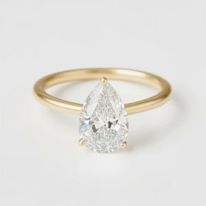 0.5-5CT Solitaire Pear Cut VVS Moissanite Engagement Ring