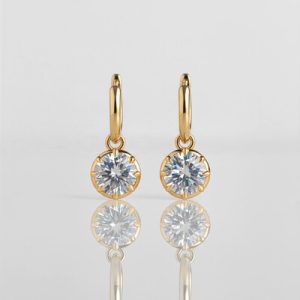 S925 Silver 1CT Round Diamond Bezel Hoop Earrings