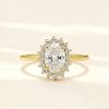 3.48CT Oval Cut VVS Moissanite Halo Engagement Ring