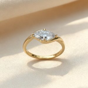 2CT Marquise Cut VVS Moissanite Solitaire Engagement Ring