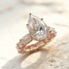 6.09CT Pear Cut VVS Moissanite Pave Engagement Ring