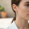 S925 Silver 1CT Round Diamond Bezel Hoop Earrings