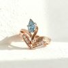 Blue Pear Diamond Flower Ring