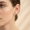 S925 Silver Round Diamond Floral Solitaire Stud Earrings