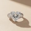 5.08CT Heart Cut VVS Moissanite Pave Engagement Ring with Pear Cut Side Stone