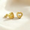 S925 Silver Heart Shape Dancing Diamonds Stud Earrings