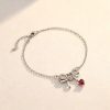 Customized Heart-Shaped Birthstone Floating Diamonds Bow Bracelet