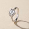 1CT Round Cut  VVS Moissanite S925 Silver Twisted Pave Engagement Ring