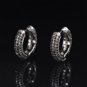 925S & VVS Moissanite Black Micro Pave Hoop Earrings