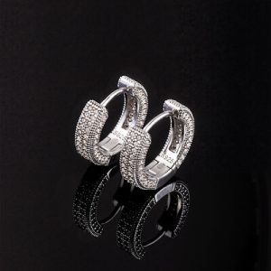 Moissanite Micro Paved Hoop Earrings in S925 Sterling Silver