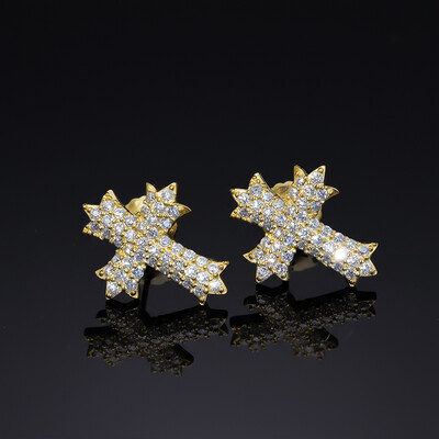 S925 & Moissanite 3-row Cross Stud Earrings