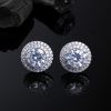 Moissanite Round Cut Double Halo Stud Earrings in S925 Sterling Silver