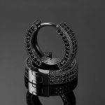 Moissanite Micro Pave Hoop Earrings in S925 Sterling Silver with 18K Black Gold Plated
