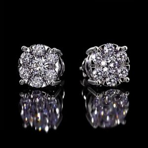 Moissanite Brilliant Round Cut Cluster Stud Earrings in S925 Sterling Silver