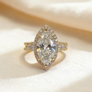 7.66CT Marquise Cut VVS Moissanite Pave Engagement Ring