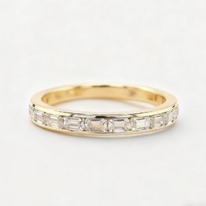 Emerald VVS Moissanite Channel Set Eternity Wedding Band
