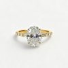 4.2CT Oval Cut VVS Moissanite with Baguette Pave Engagement Ring