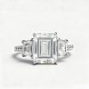 5.87CT Emerald Cut VVS Moissanite Three Stone Pave Engagement Ring