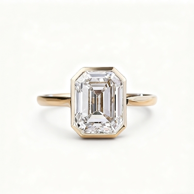 4CT Emerald Cut VVS Moissanite Solitaire Engagement Ring