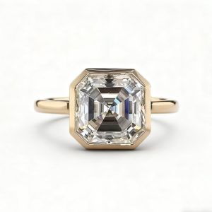 5CT Asscher Cut VVS Moissanite Solitaire Engagement Ring