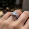 5.58CT Radiant Cut VVS Moissanite Three Stone Engagement Ring Set