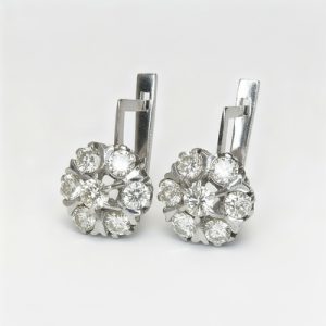 S925 Silver Round Cut Floral Pave Earrings