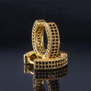 Moissanite Micro Pave Hoop Earrings in S925 Sterling Silver with 18K Gold Plated