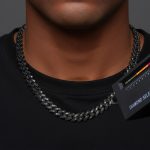 10mm 925S & VVS Moissanite Black Prong Cuban Link Chain in Black Gold