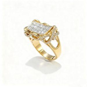Princess Cut  VVS Moissanite Rectangular Pave Ring
