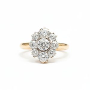 2.06CT Round Cut VVS Moissanite Floral Cluster Engagement Ring