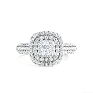 Cushion Shape Round Cut VVS Moissanite Halo Engagement Ring