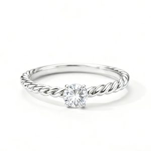 Round Cut VVS Moissanite Solitaire Twisted Engagement Ring