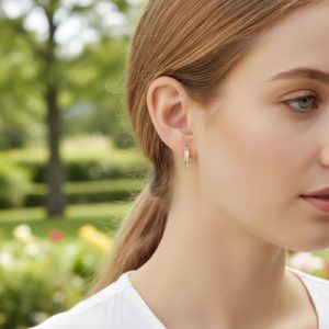 S925 Silver Round Diamond Channel Set Diamond Hoop Earrings