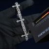 6mm S925 & Moissanite Cross Cuban Bracelet In White Gold
