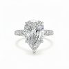 6.45CT Pear Cut VVS Moissanite Pave Engagement Ring