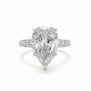 6.45CT Pear Cut VVS Moissanite Pave Engagement Ring