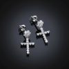 Moissanite Flower Cluster Cross Earrings in S925 Silver