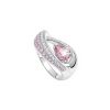 S925 Silver Curved Pink Pear Cut Cocktail Pave Engagement Ring