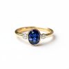 S925 Silver Oval Blue Sapphire Vintage Engagement Ring